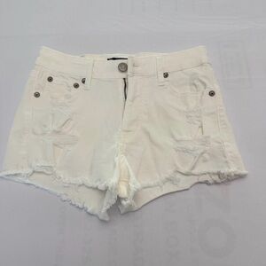 Aeropostale White Distressed Jean Shorts